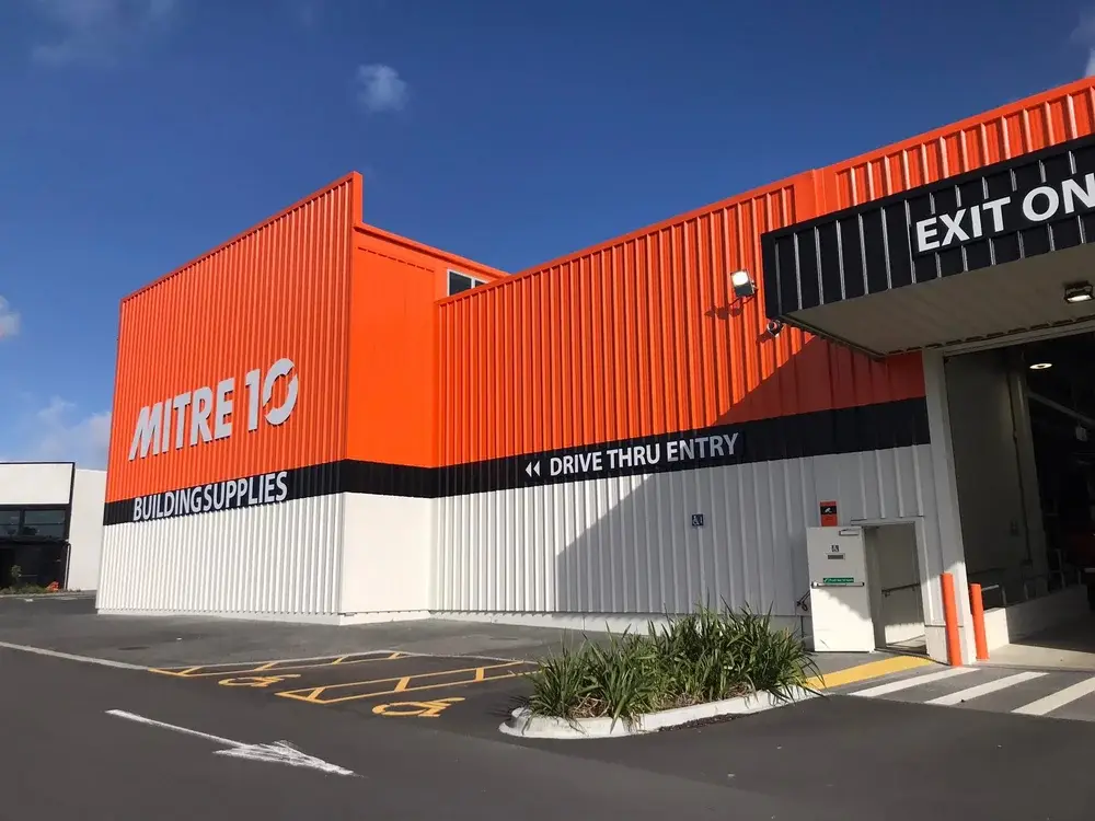 Mitre 10 Westgate — structural steel supplied and erected by Steelpac for S&G Construction.